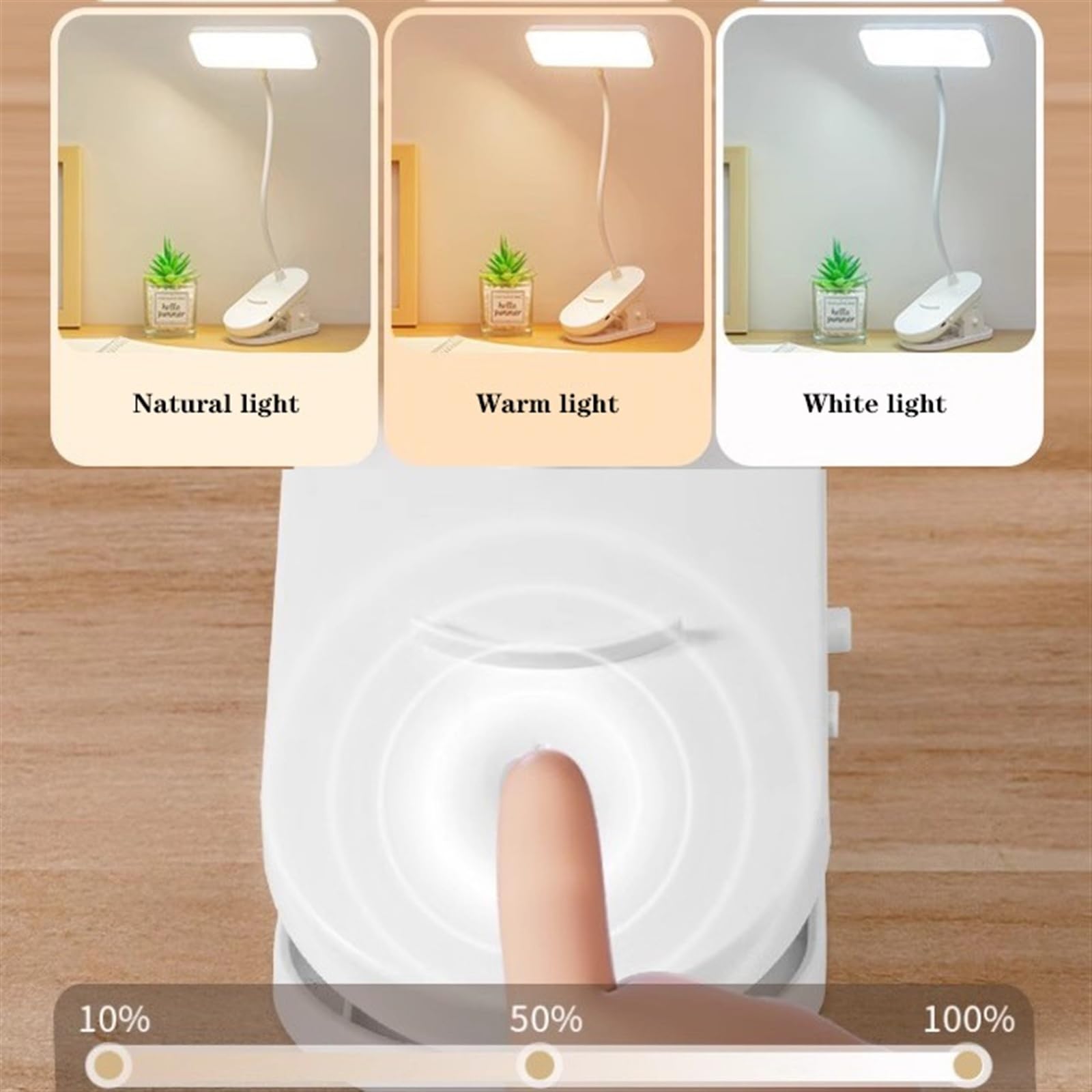 Lampe à LED températures Couleur et Gradation sans Pas, col en Ajustement Flexible Chargeur USB, lumière Lecture Portable avec Pince pour la Maison de Table/Bureau