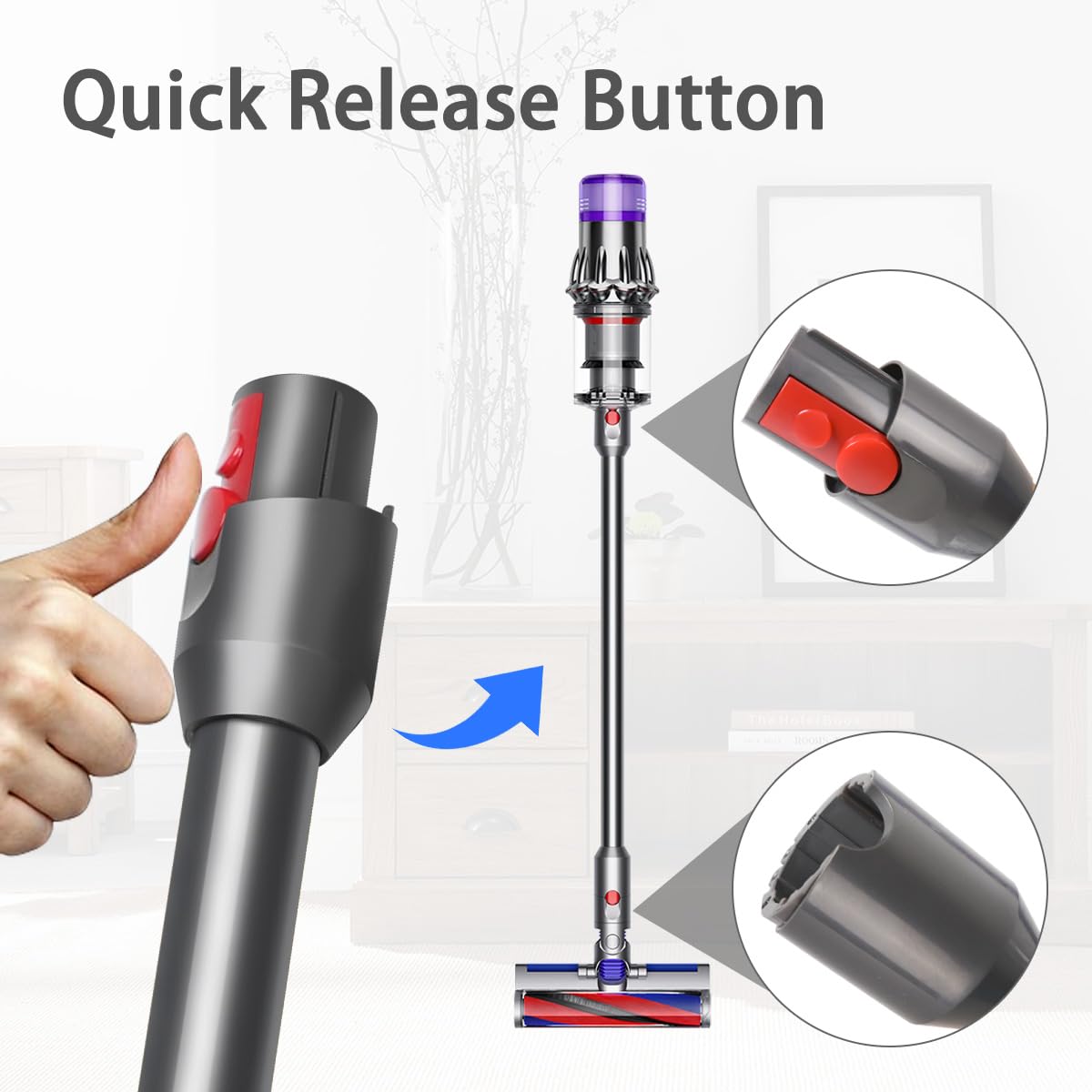 Verlängerungsrohr für Dyson V12 Detect Slim Stabstaubsauger, Ersatz Teleskoprohr Schnellspanner Verlängerungsstange Zubehör, 74cm（schwarz）