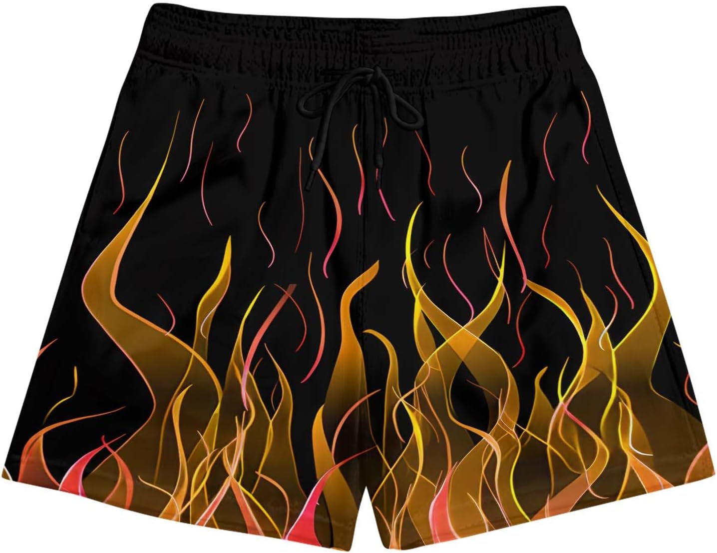 Casual Funny Print Shorts for Men - Elastic Waist Beachwear with Double Pockets, Comfy Swim Trunks for Swimming
