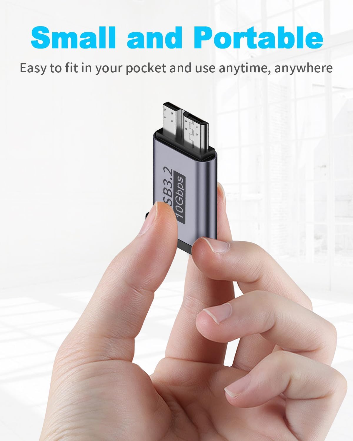 Duttek USB C to Micro B Adapter 10Gbps, USB C Female to Micro B Male Adapter, USB 3.2 Gen 2 Converter for External Hard Drive, Laptop, Tablet, Phone and More 2 Pack