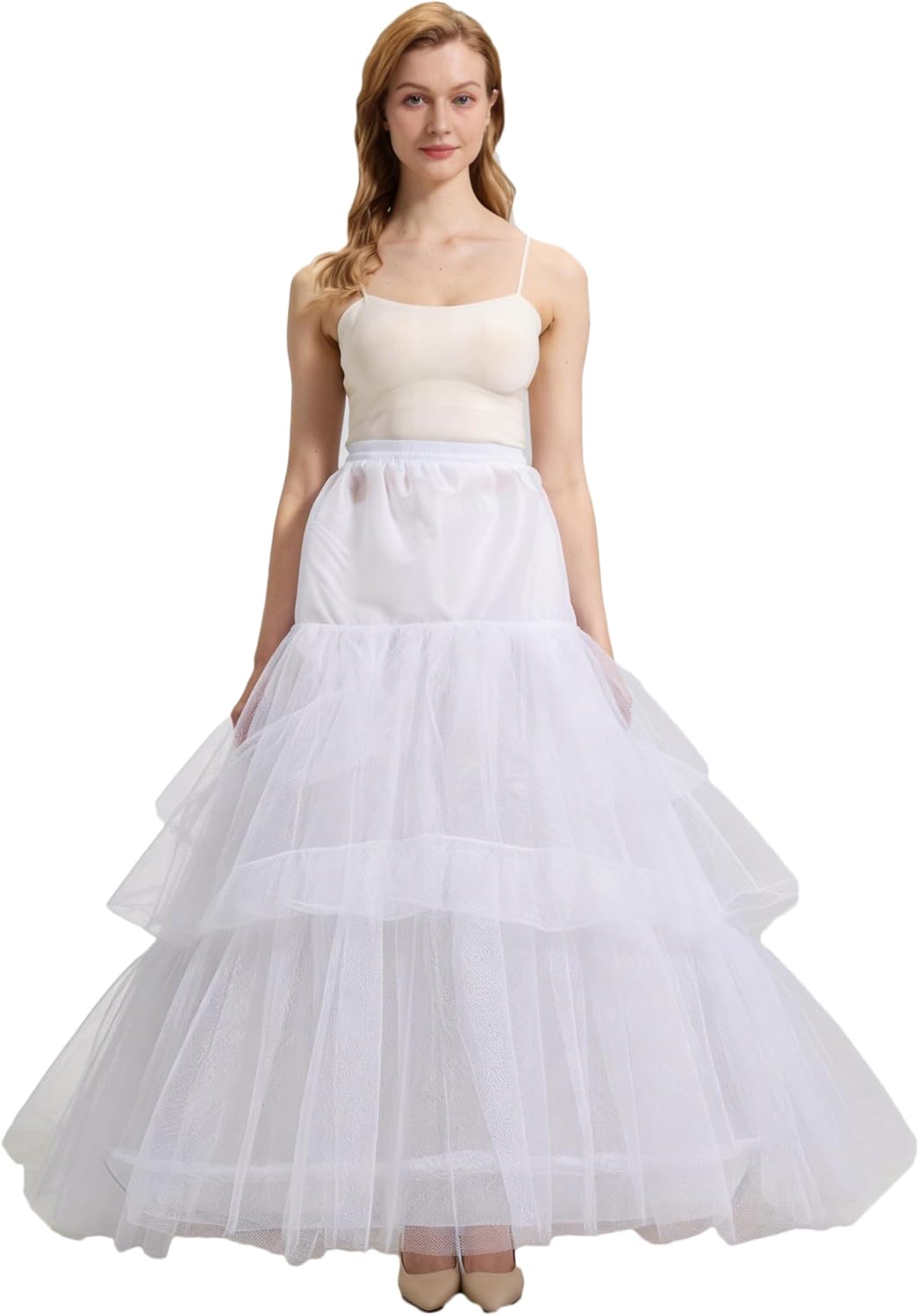 Long Train Full Length A-line Bridal Crinoline Petticoats 2 Hoops White
