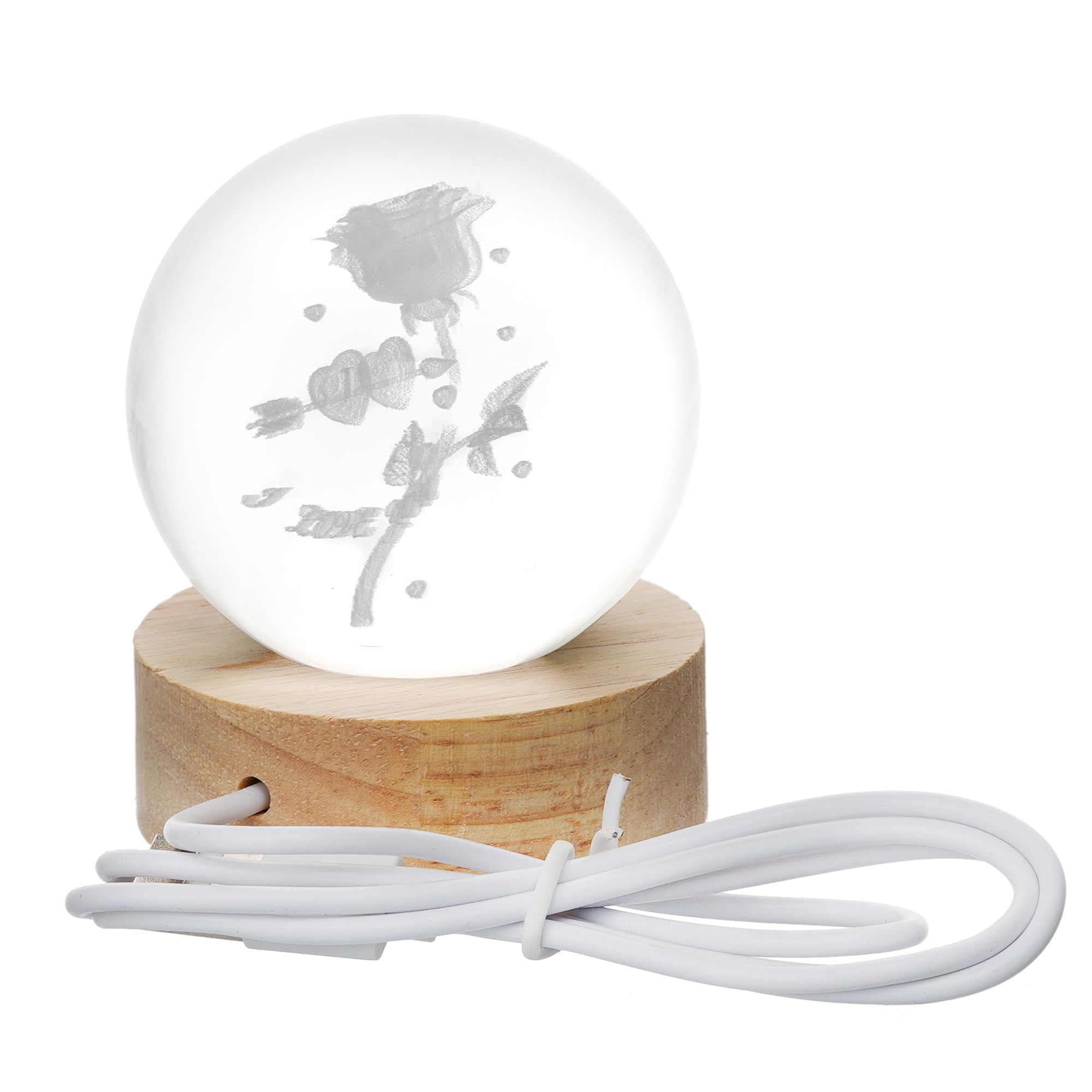 eCraftIndia I Love You Rose Galaxy Transparent Crystal Ball Night Lamp with Wooden Base Showpiece Table Lamp for Home Decor Bedroom Living Room TV Unit Romantic Gift for Valentine Day Anniversary 1