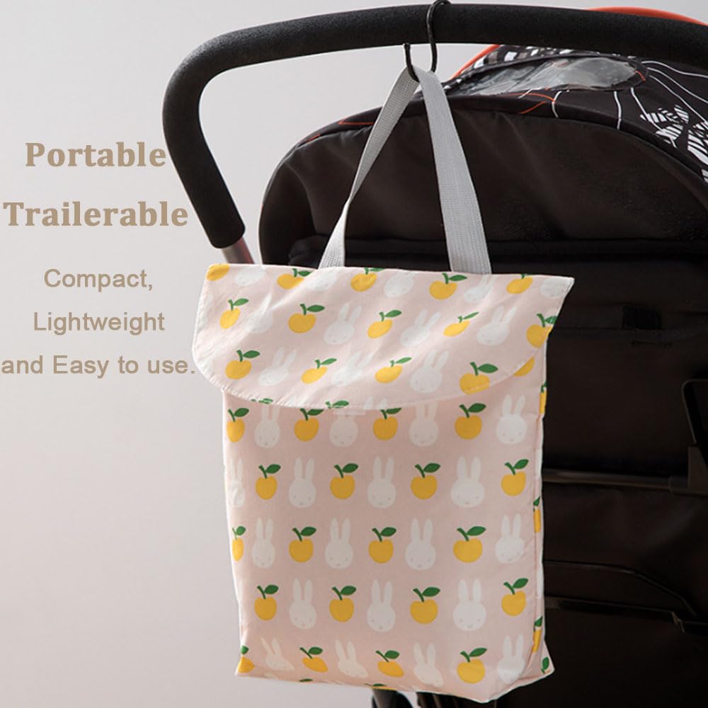 Oaygat 2Pcs Wet Dry Bags for Baby Cloth Diapers Waterproof Diapers Organiser Bags Nappy Bags for Cloth Reusable Washable Cloth Diaper Bags Wet Bags with Handle for Baby Items Portable Baby Diaper Bags - Image 4