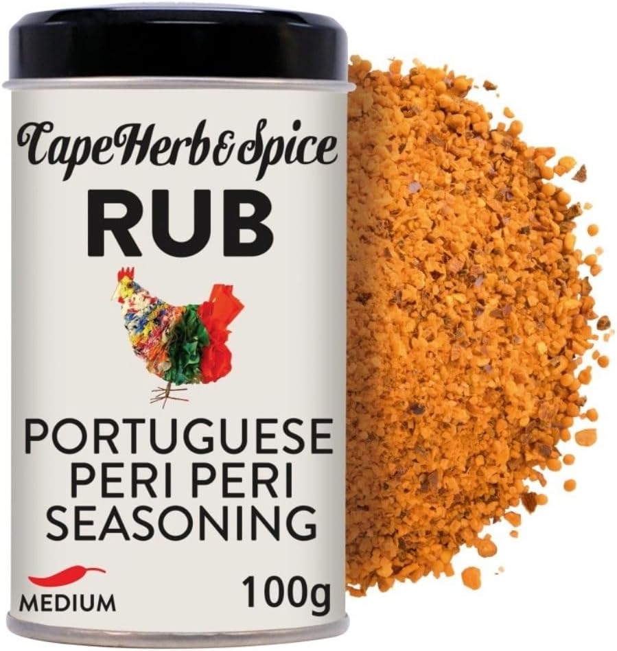 Cape Herb & Spice Rub Portuguese Peri Peri Seasoning Condiment, Chilli Rating Medium, 100 g Tin (Pack of 1)