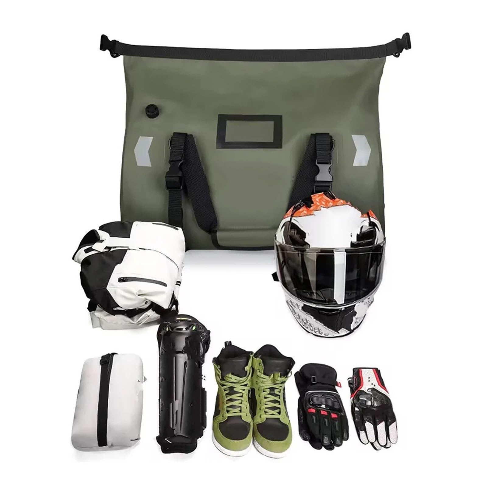 Top Case Motos Bolsa Trasera Impermeable para Motocicleta, Paquete Rollo Equipaje Seco Viaje Al Aire Libre Asiento Mochila 20/40/66 Bolsa De Moto(100L Carbon Fiber)