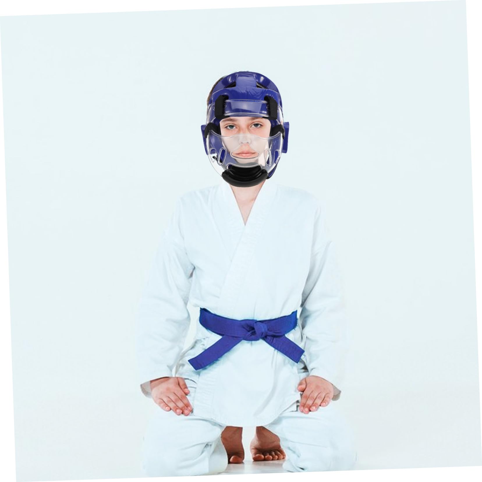 GANAZONO Casco Taekwondo para Niños con Protección Facial Completa y Ventilación Transpirable, Arnés Ajustable Adecuado para Entrenamiento y Competición Segura