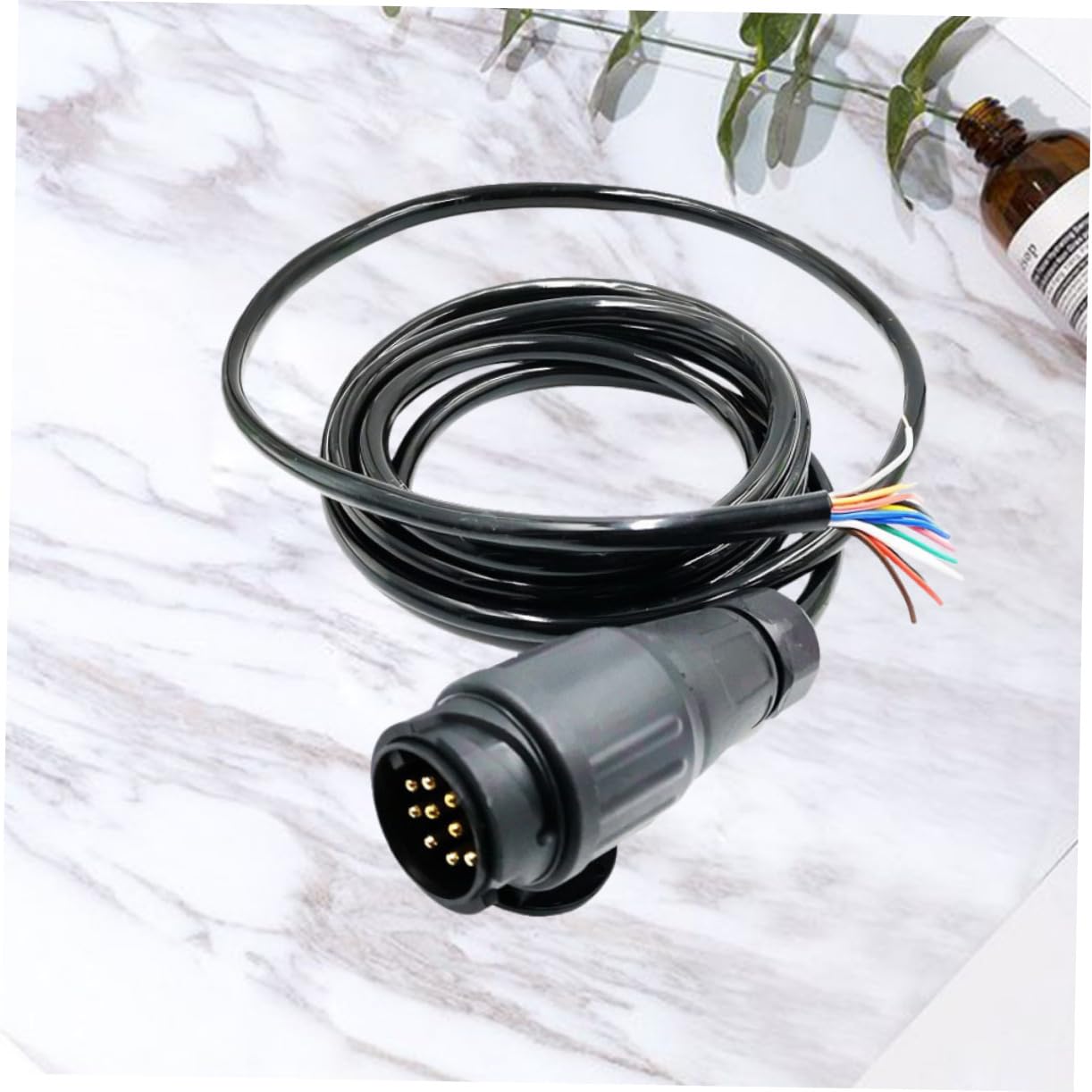 Conector de Enchufe para Coche 13 Pines a 7 Pines Negro | Tpu y Nylon, 3 Metros de Cableado, por Inyección, para Luces de Freno y Posición