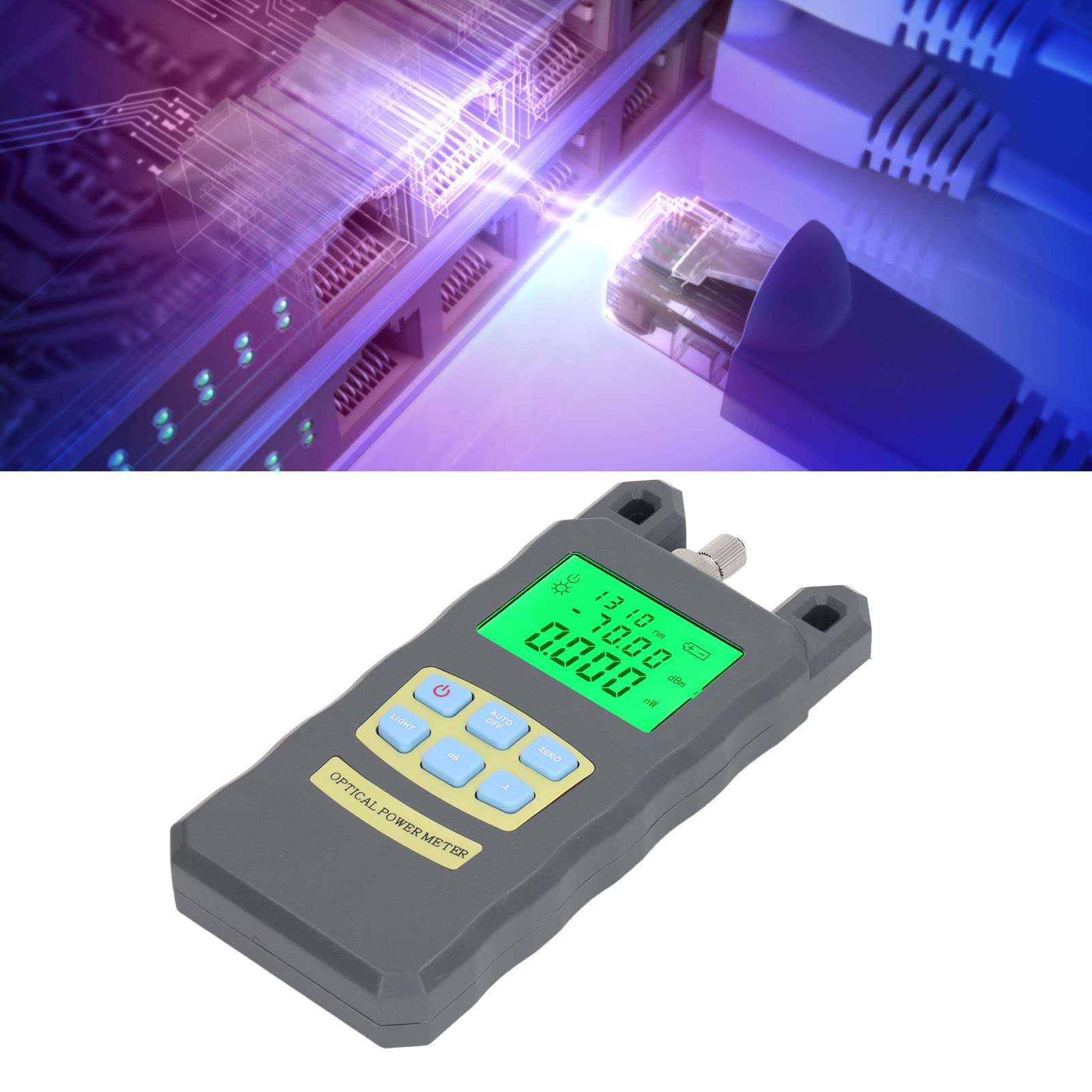 Eujgoov Fibra Ottica Power Meter, Fibra Ottica Auto (-70) to (+10) dB Misuratore di Potenza a Fibra Ottica, Precisione ±0,2 dB, 180x83x28mm