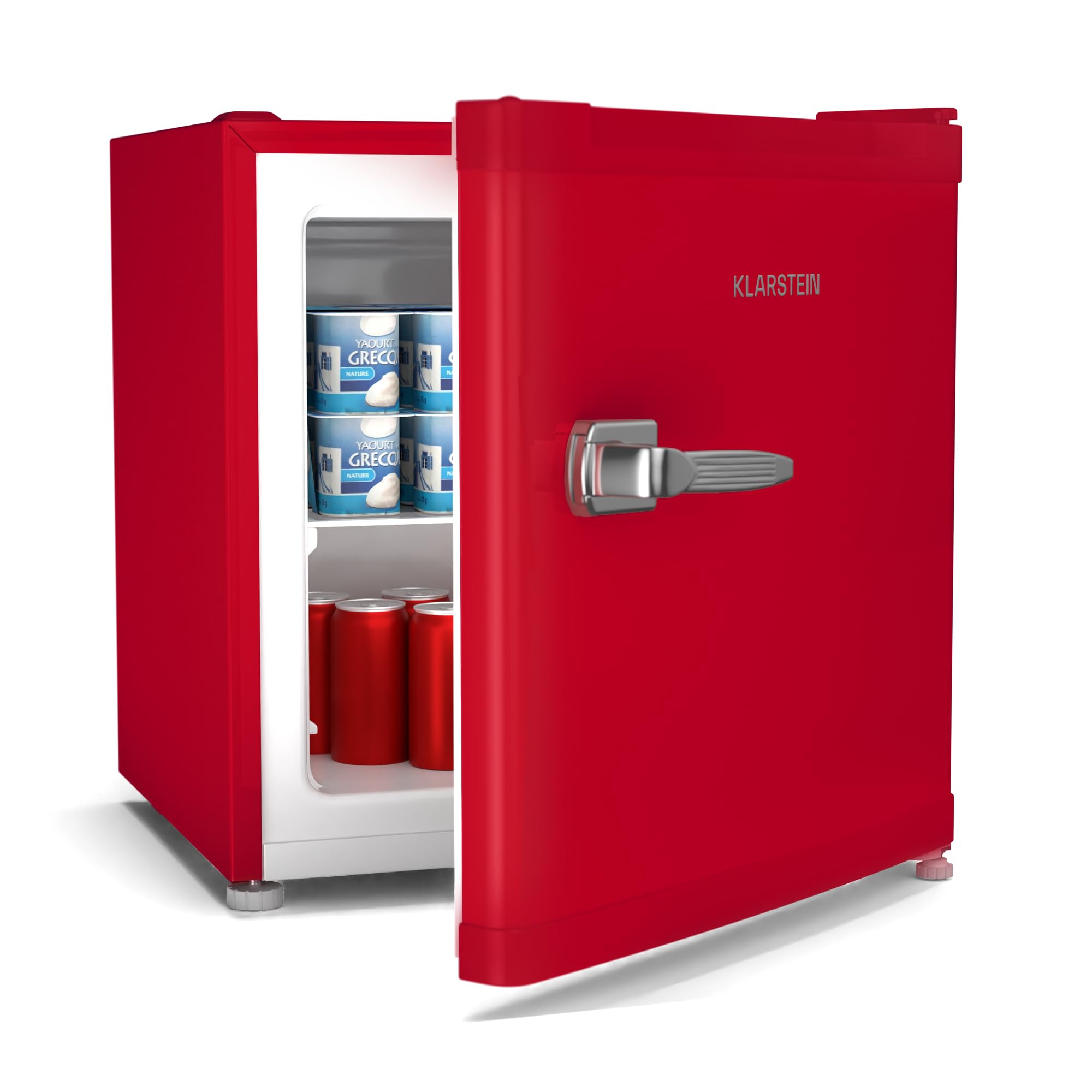 KLARSTEIN Irene Retro Mini congélateur, réfrigérateur congélateur 31 L,Température ajustable -24°C à 10°C, Économie d'énergie Classe C, Silencieux 38 dB, Design Compact Rouge, Petit Congélateur