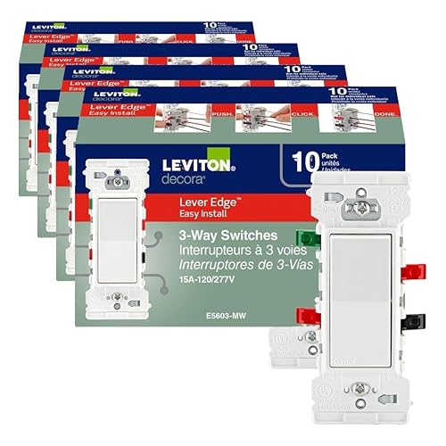 Vista 9 de Leviton Lever Edge - Interruptor basculante de 3 vías de 15 amperios, E5603-SW, color blanco