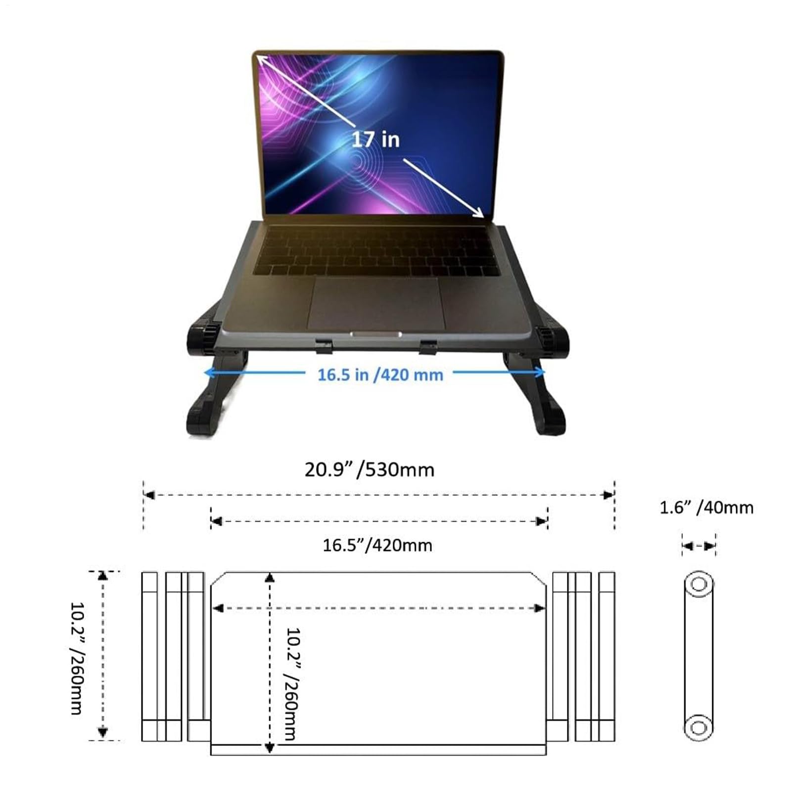 Supporto per laptop da, scrivania pieghevole per computer | portatile, con tappetino per mouse per mangiare, divano, pavimento, disegno