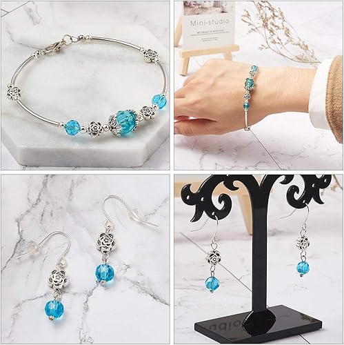 Miniatura 4 de Pandahall - 100 dijes espaciadores de cuentas de plata tibetana antiguas de plata antigua para fabricación de joyas, 0.27 x 0.157 pulgadas