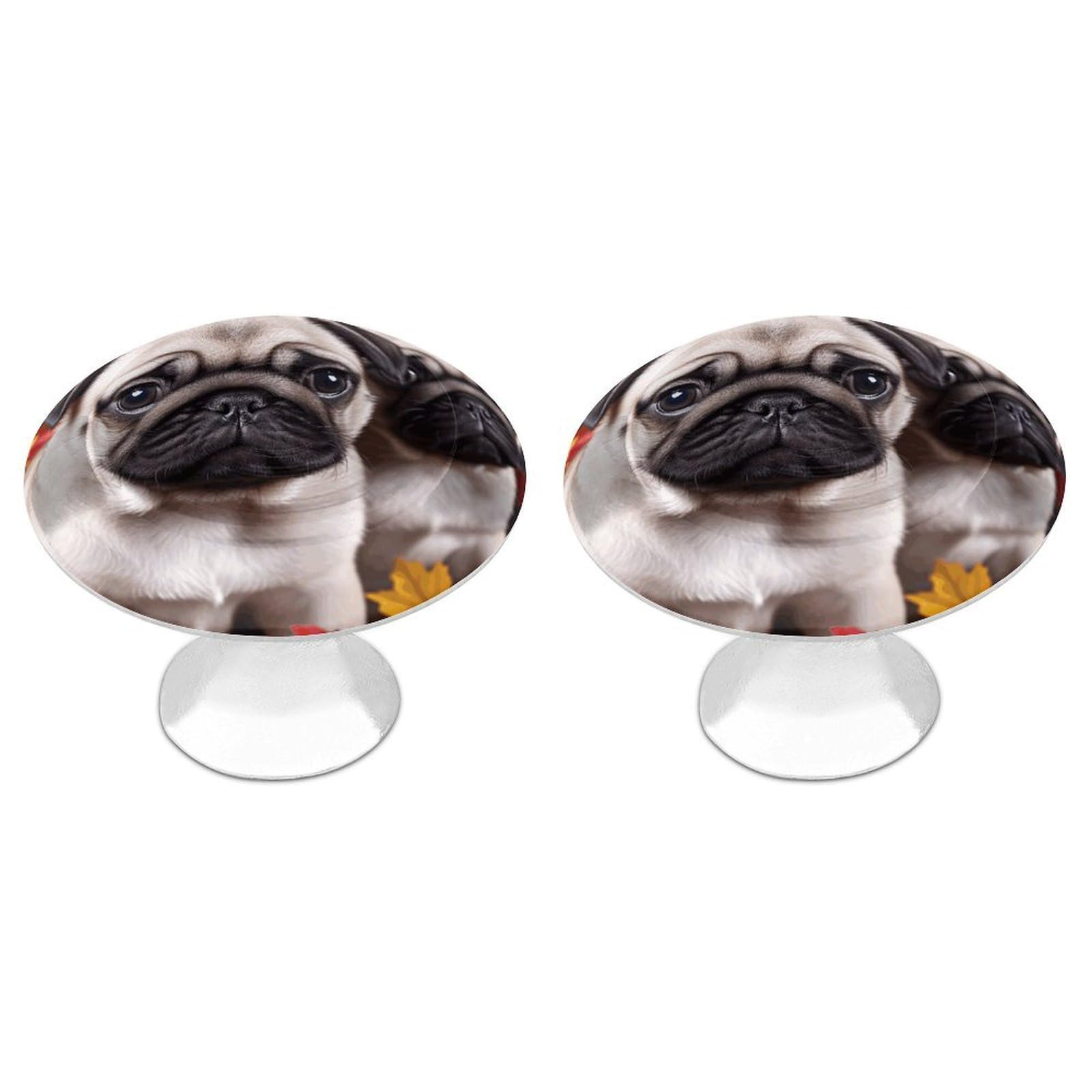 Fekiloot White Puppys Pug Cabinet Knobs For Kitchen Ornament, Round Zinc Decorative Drawer Pulls For Cabinets Trendy, Dresser Drawers Pulls Bathroom Dresser Knob With Screw