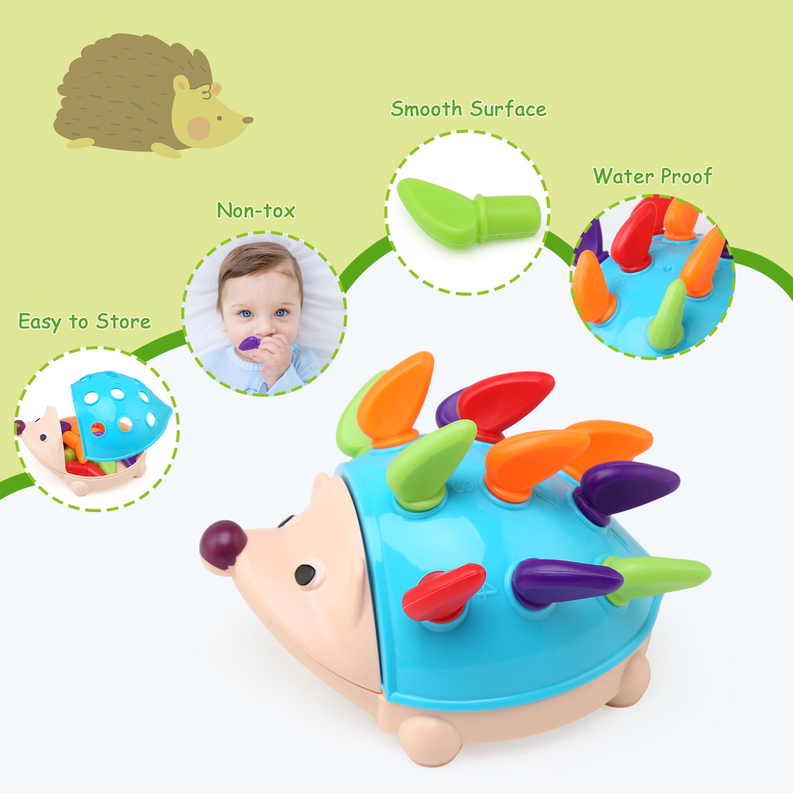 Gioco A Incastro Coccodrillo Montessori - Giocattolo Motorio E Sensoriale Per Bambini 1-3 Anni - 12 Pezzi Colorati