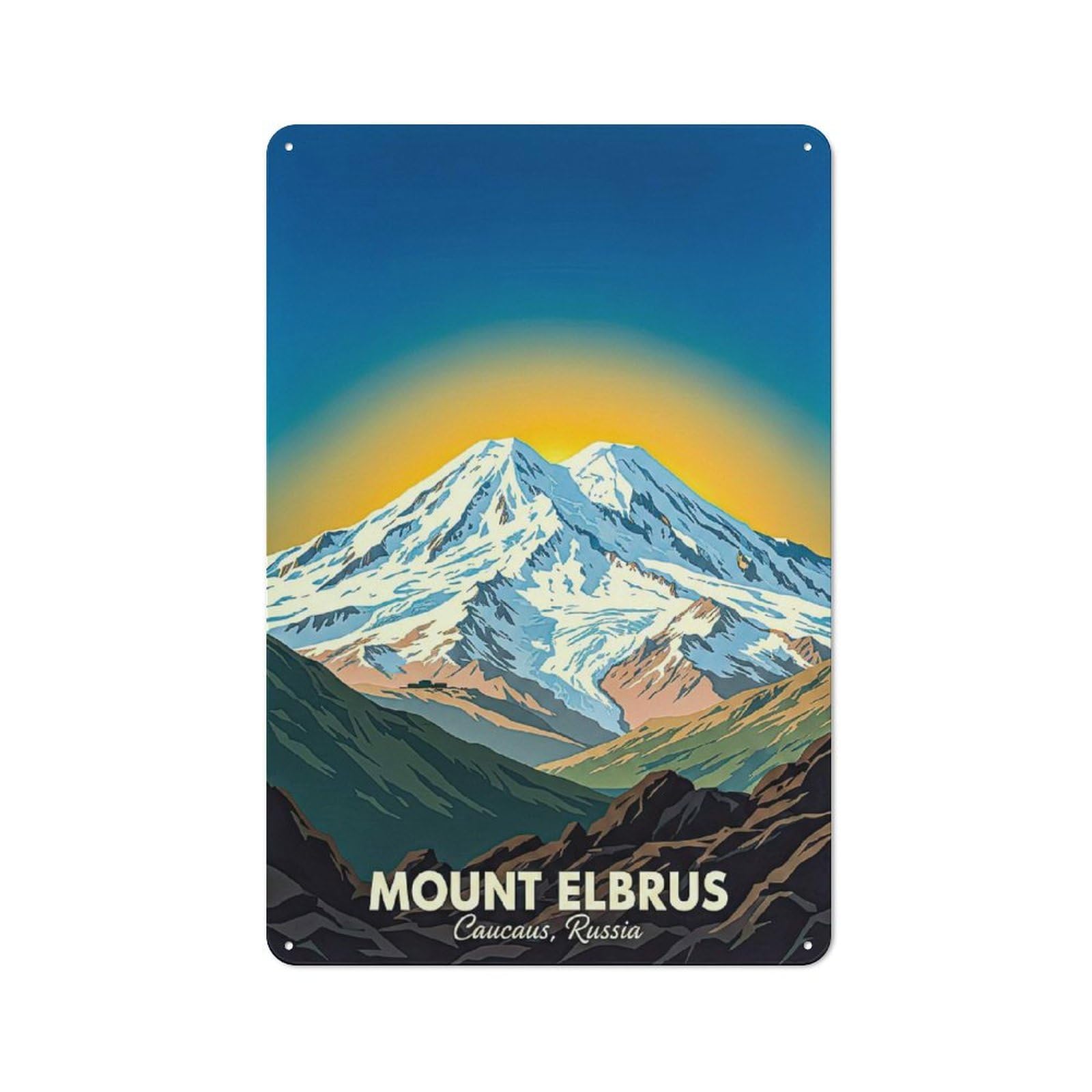 Junmoney Style-21 Vintage Tin Sign 30X20cm With Mount Elbrus Vintage For Man Cave Or Games Room, For Winter Room Styling In Man Cave And Games Room