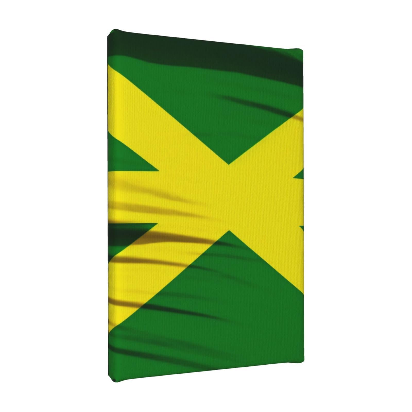 Ykljg Jamaica Flag Printed Wall Art Canvas Painting 20X30 Cm Wooden Framed Picture Painting Artwork Prints For Bedroom Kitchen Home Office Decor