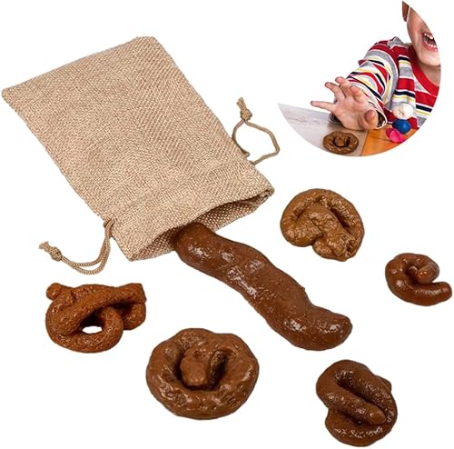 Miniatura 4 de Gcroet Cosa falsa suave y realista con bolsa, broma de broma, juguete divertido para el día de los inocentes, 6 unidades, caca realista, caca de
