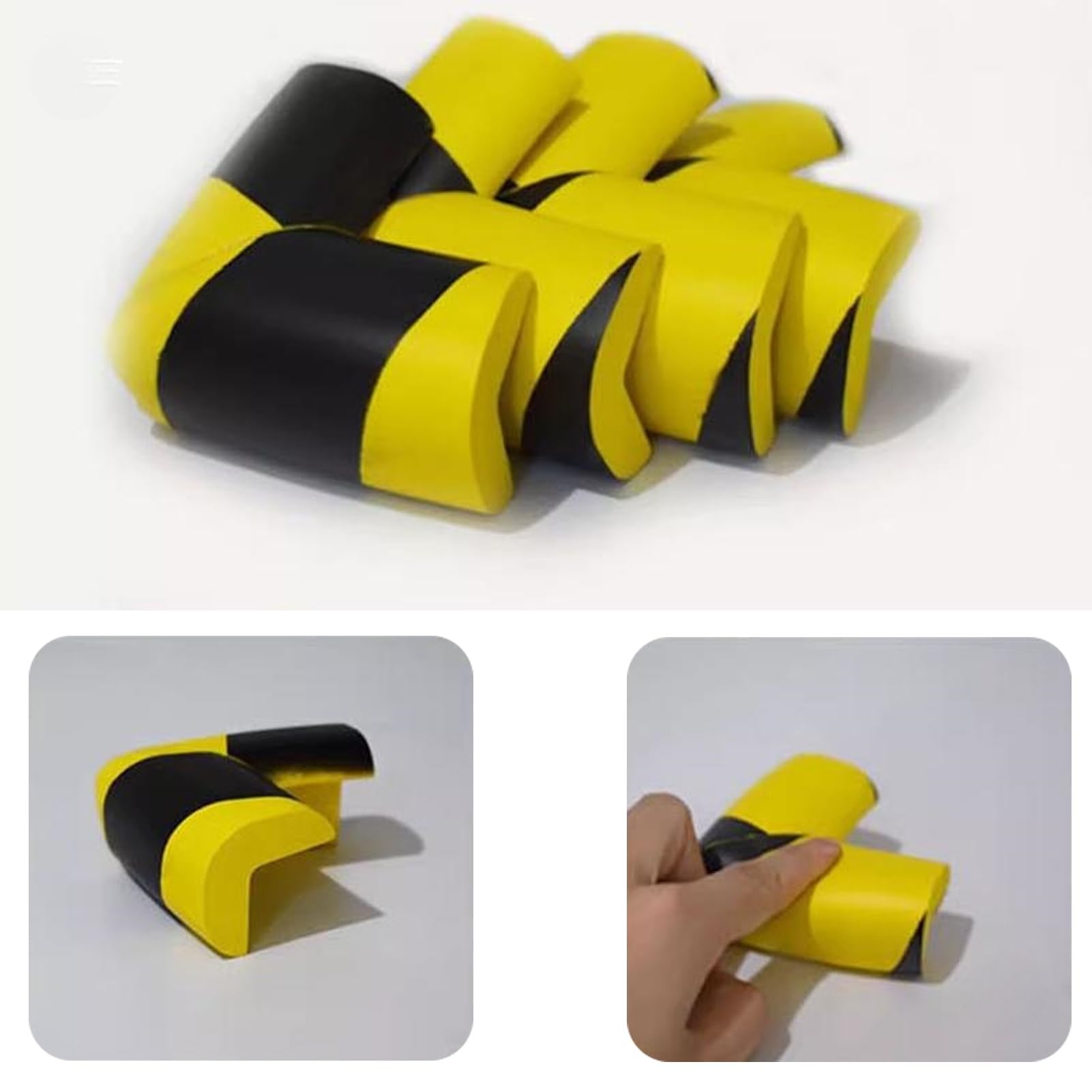 Protector de esquina de espuma, protectores de esquina de protección de advertencia negro negro industrial autoadhesivo, parachoques de seguridad de muebles de escritorio de borde afilado para absorci