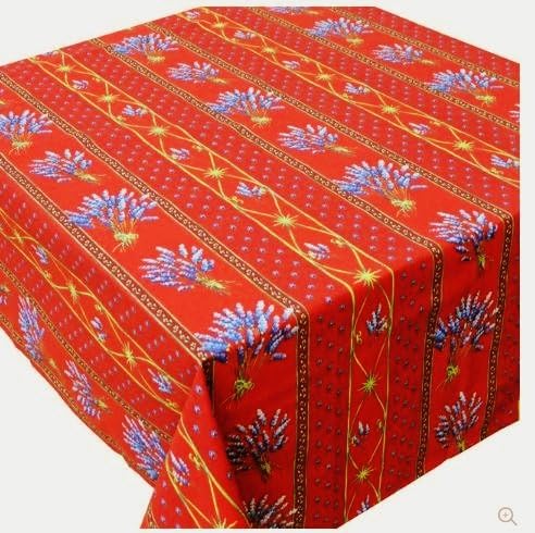Le Cluny - Mantel rectangular con revestimiento de algodón rojo lavanda de 60 x 96 pulgadas