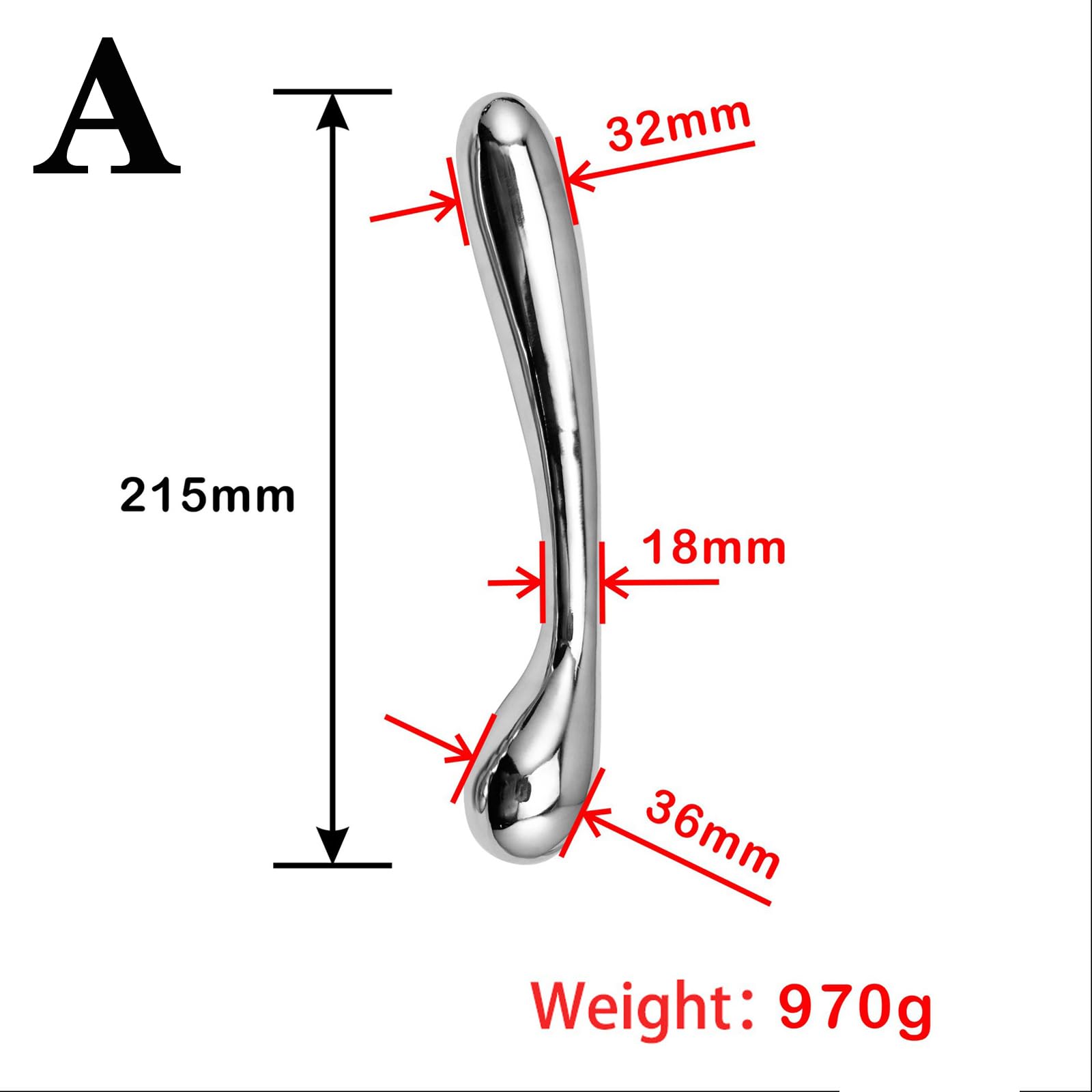 Dildo anale in metallo Dildo doppio Plug anale in acciaio inossidabile Palline anali Masturbazione Pene Prostata Punto G Giocattoli sessuali for uomini Donne(A)