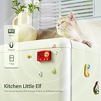 Vista 6 de Muzen Mini altavoz Bluetooth, botón de metal con cordón, OTR magnético nevera etiqueta Bluetooth altavoz, Retro pequeño altavoz portátil, Altavoz