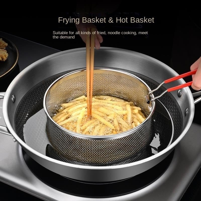 Frites à Frire Outil de Cuisson Panier à friture en Acier Inoxydable for Nouilles Fryer Basket