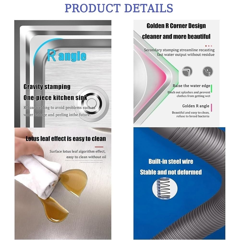 Lavello giardino piccolo per esterni, vasca singola per lavaggio, stazione per lavabo da cucina in acciaio inox con ripiano portaoggetti e rubinetto, per ristorante, bar, lavanderia, garage, cortile(2
