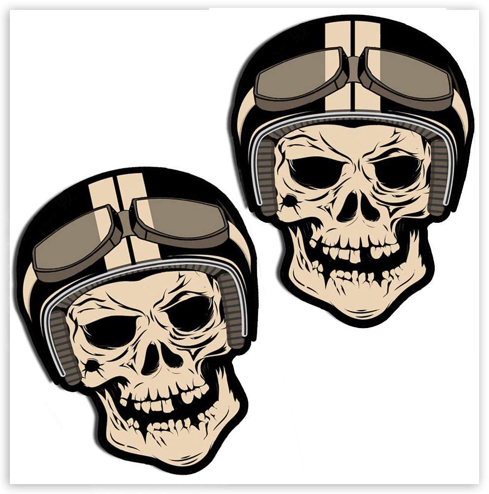SkinoEu® 2 x Vinyl Self-Adhesive Stickers Skull Motorcycle Helmet Rider Laptop iPad Car Window Auto Moto Motorcycle Helmet Bike Skate Truck Racing Tuning B 49