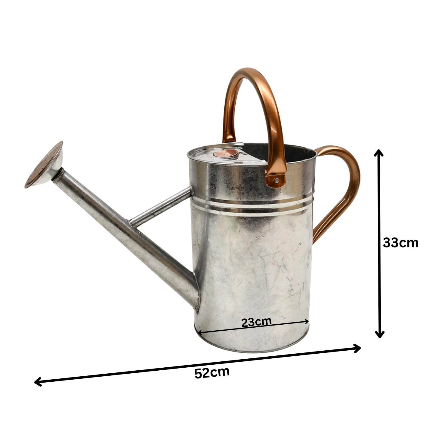 Garden Mile Arrosoir en acier pour intérieur et extérieur - Bordures de pelouse, jardinières de terrasse, paniers légers à main avec rose (acier, 9 l)