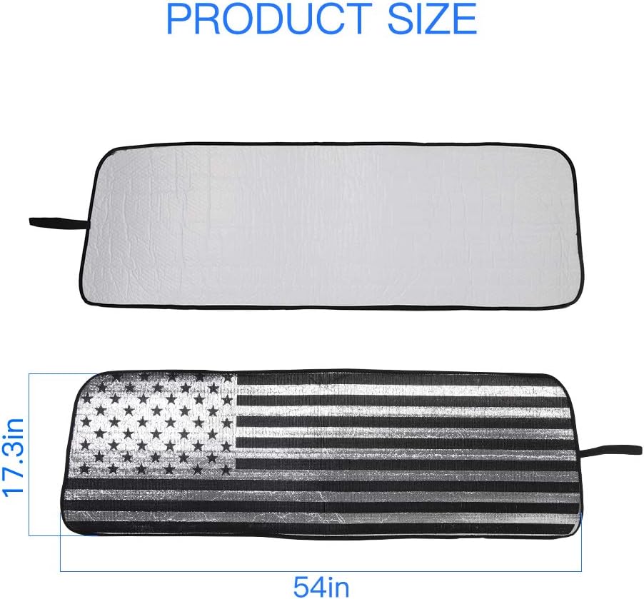 American Flag Windshield Sunshade, Auto Front Window Shade Foldable Sun Visor for 2018-2019 Jeep Wrangler JL JLU, for 2020 Jeep Gladiator JT Truck