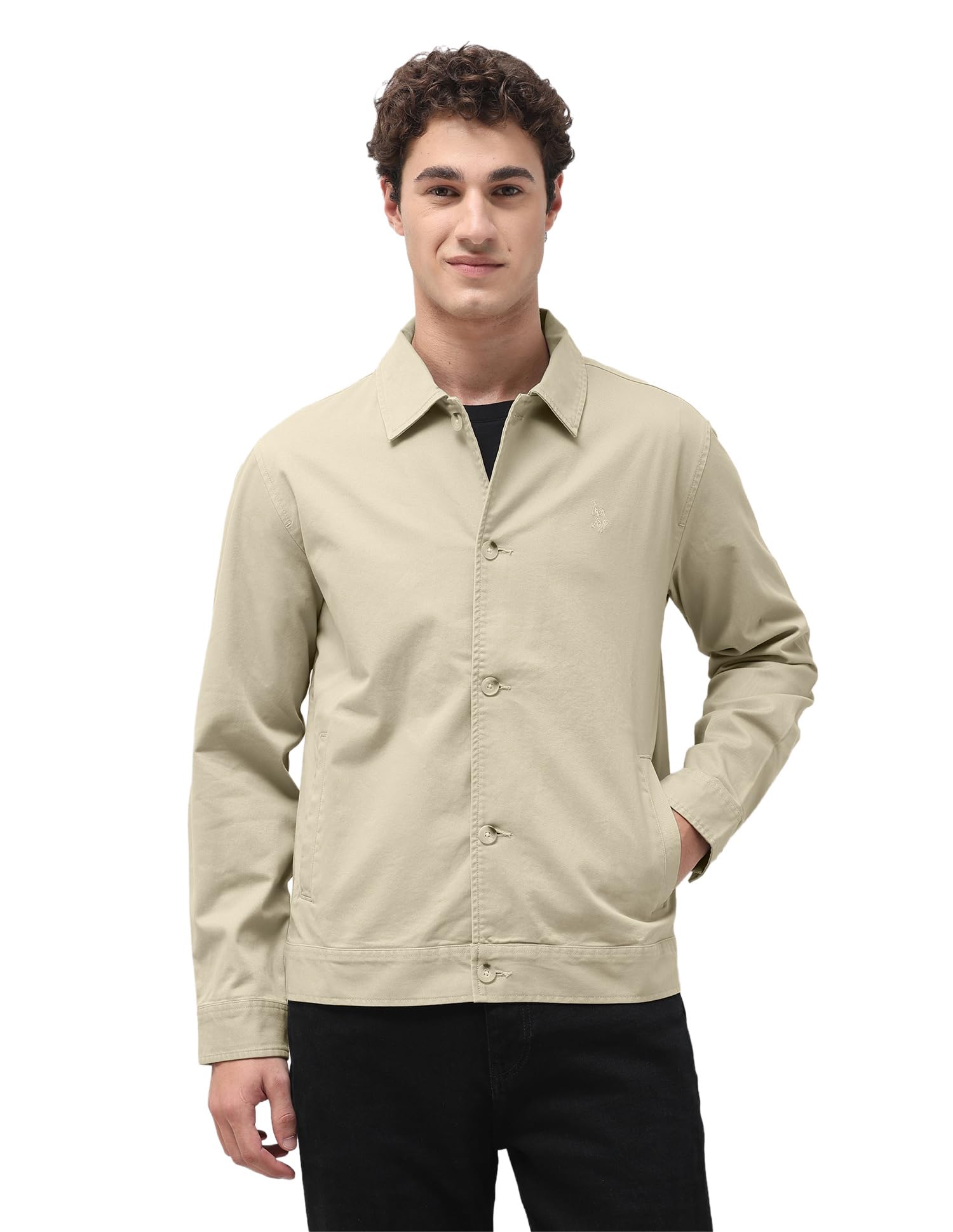 u.s. polo assn. U.s.polo association men's solid regular fit shacket-picture-31
