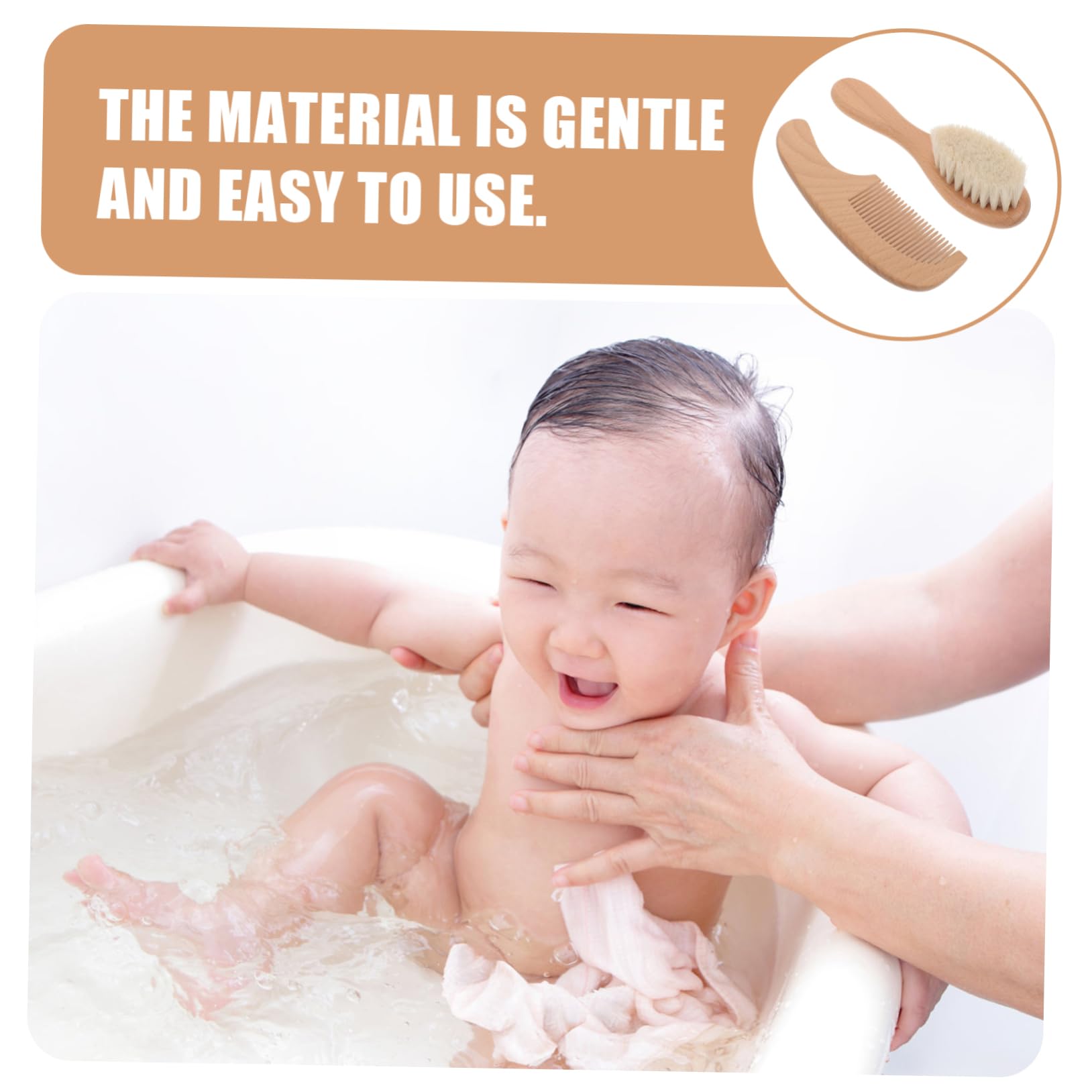 TOYANDONA 5juegos Cepillos Para Bebés De Madera Natural Peine y Cepillo Para Cuidado De Nacidos y Baño De Aseo