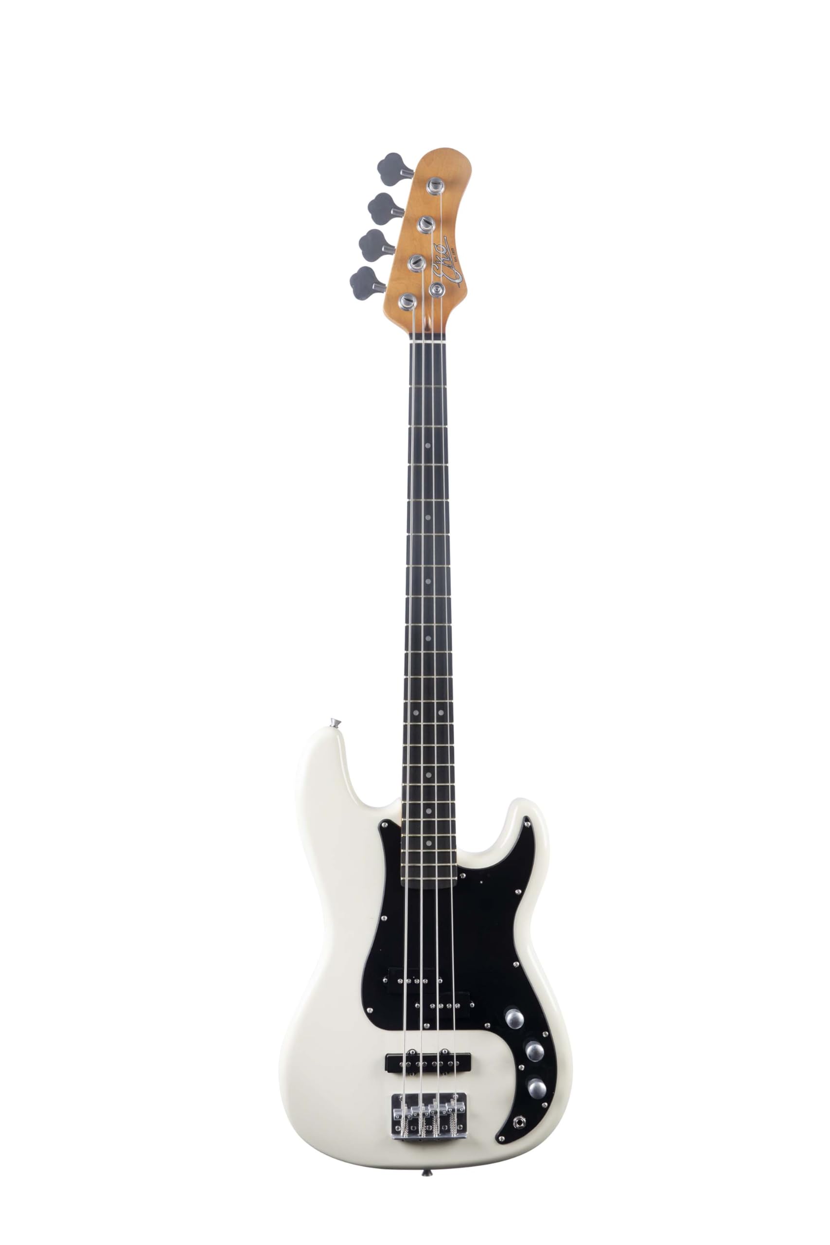 EKO GUITARS – Basso Elettrico PJ‑400, Corpo Pawlonia, Manico Acero, Tastiera Laurel, Pickup JB + PJ, Ponte Vintage, 21 Tasti, Colore Vintage White