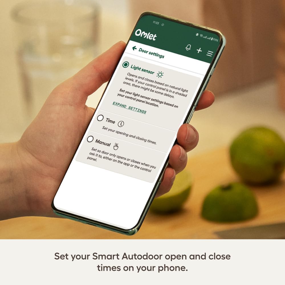 Omlet Smart Automatic Chicken Coop Door Opener | Wi-Fi Enabled | Programmable with App | Operated by Light Sensor or Timer | Easy to Install | Mains or Battery Powered | Built-in Safety Sensors Grey