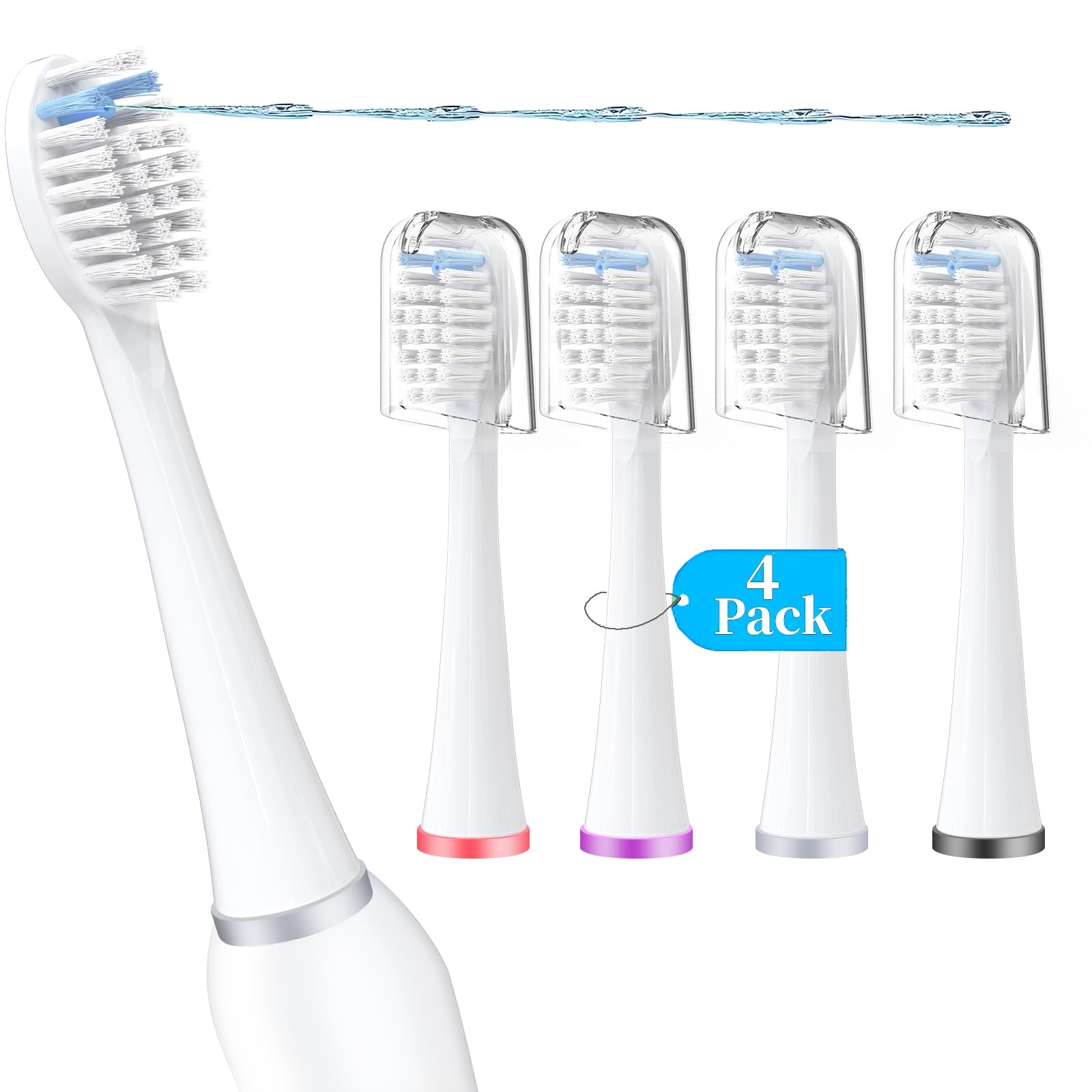 Replacement Toothbrush Heads Compatible with WaterPik Sonic Fusion SF01/SF02 and Sonic Fusion 2.0 SF03/SF04,4 Pack Professional Replacement Heads for