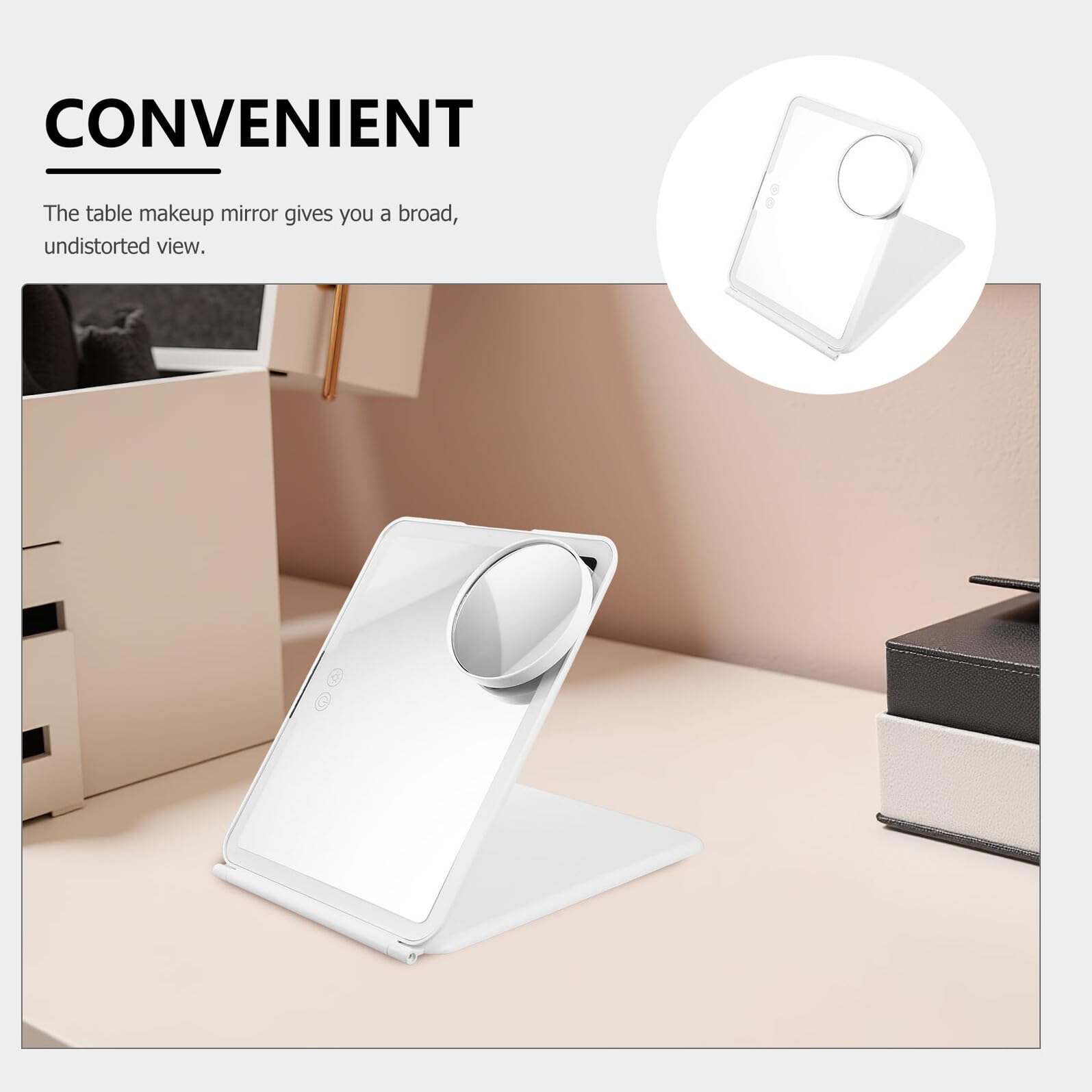 Espejo de Maquillaje con Luz LED Recargable, Aumento 10x, Iluminación 3 Colores, Compacto y Plegable para Uso en Escritorio y Viajes, Batería 1500mah