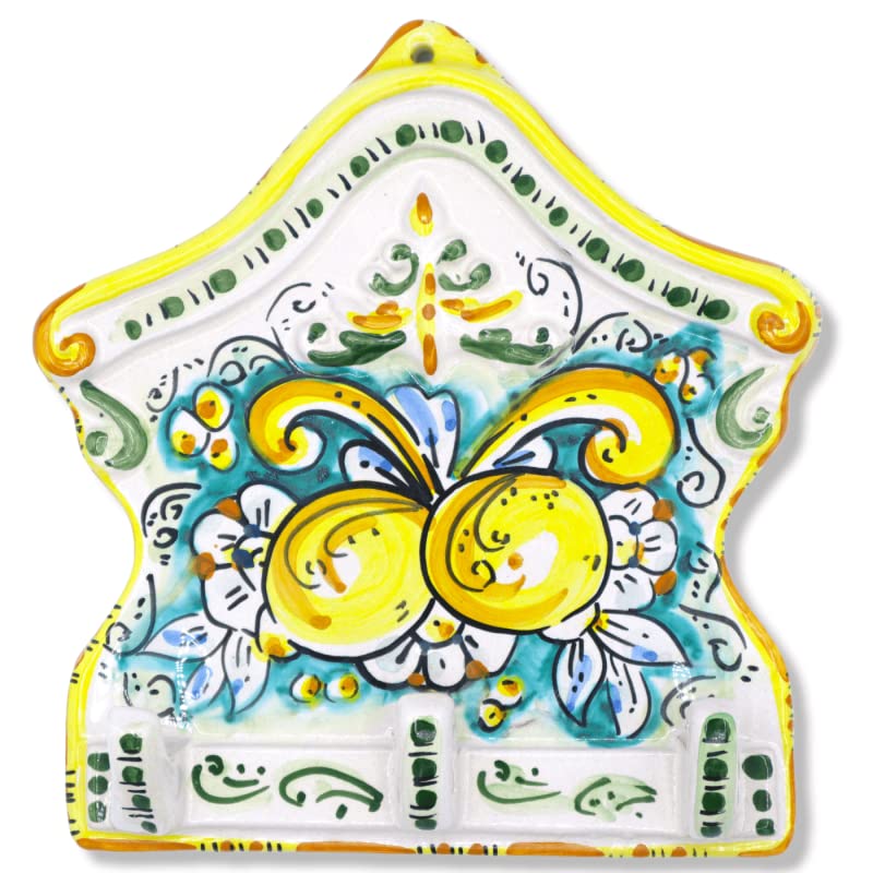 Percha en fina cerámica siciliana hecha a mano de 20x20 cm para decorar