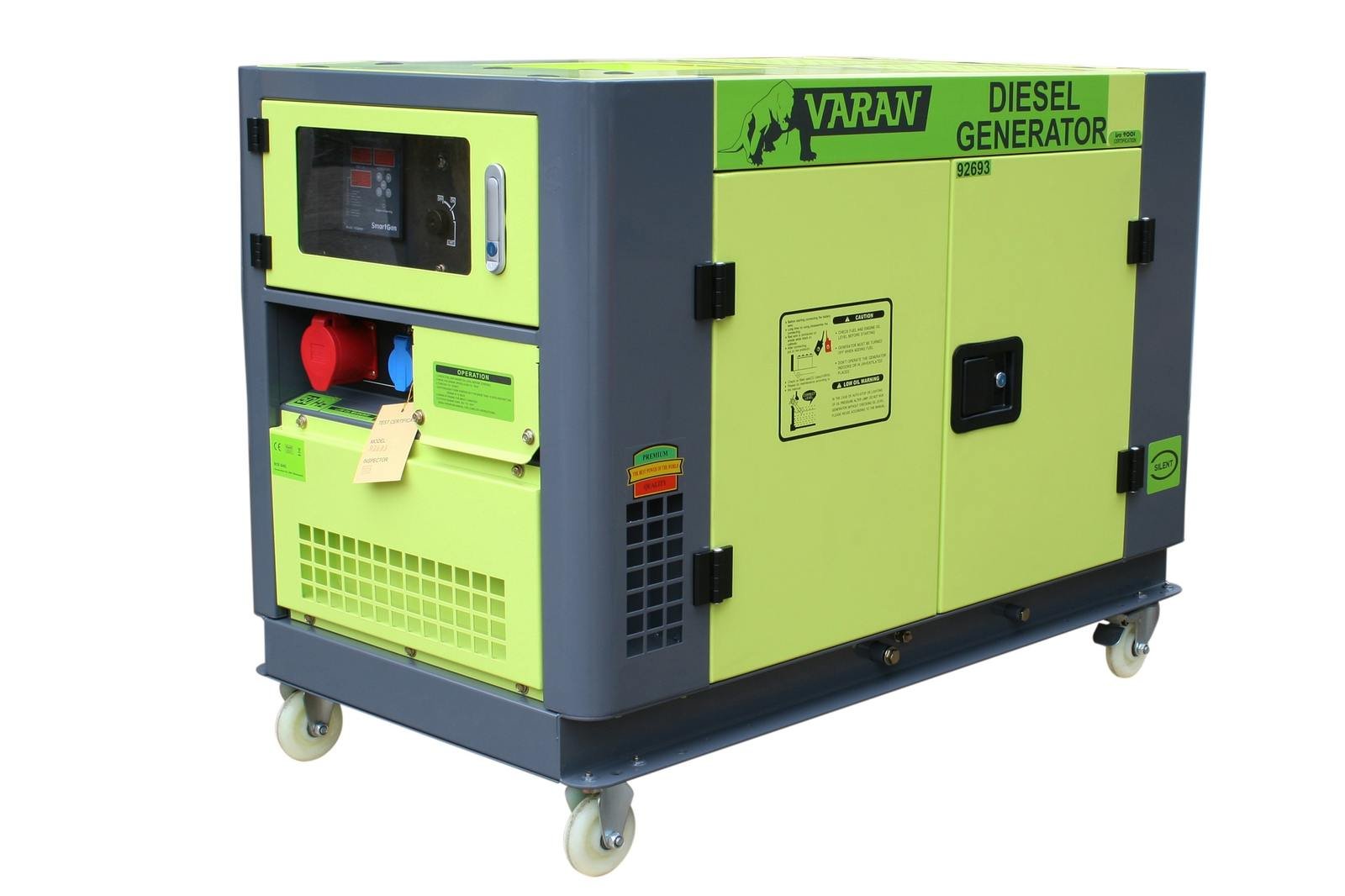 Varan Motors 92693 - Generador eléctrico diésel (silencioso, 10 kVA, 400 V, 230 V, 12 V, refrigerado por Agua)