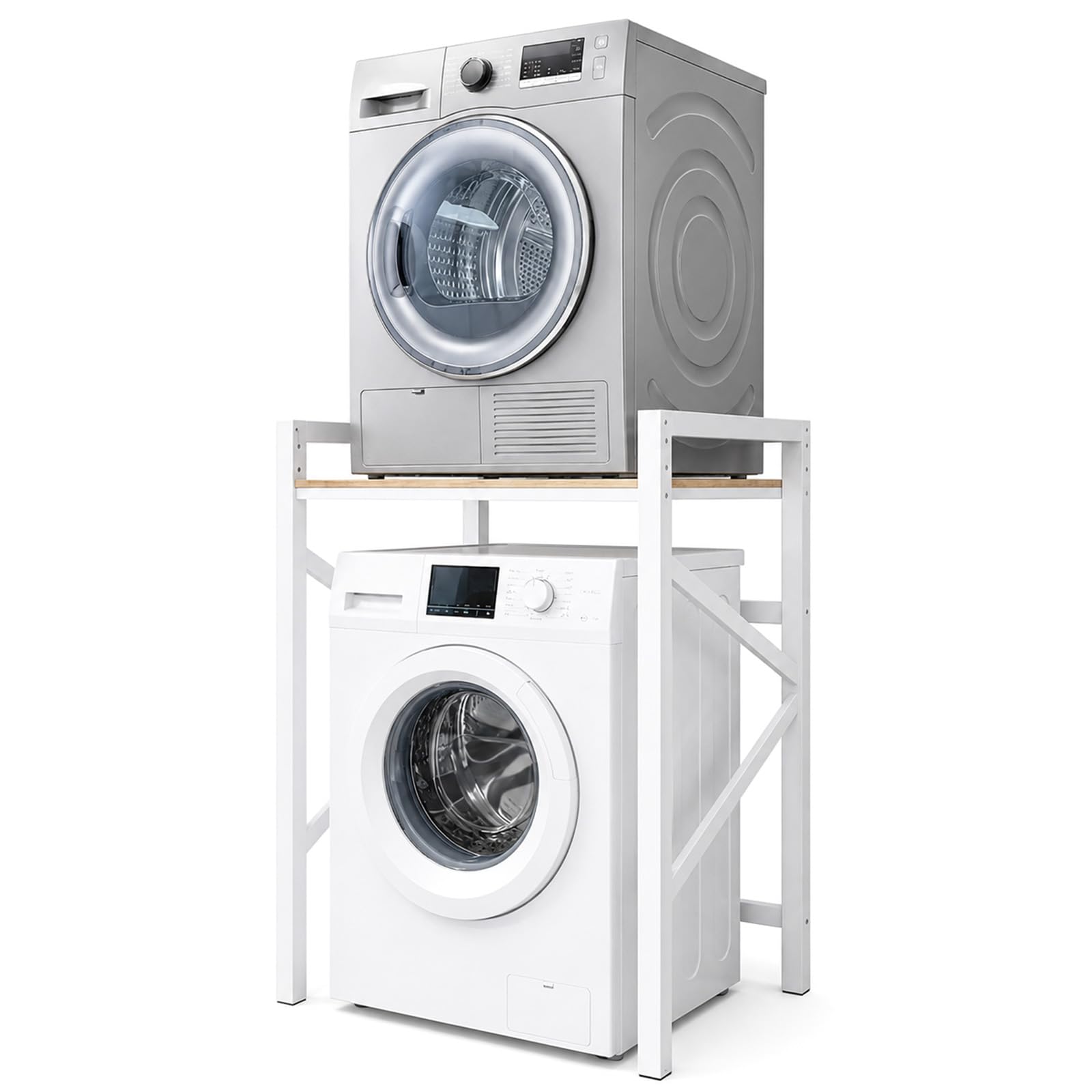 Kit de apilamiento de soporte para lavadora y secadora, armario de lavadora ajustable de 3 alturas, ahorro de espacio sobre lavadora y secadora con encimera para baños, lavandería