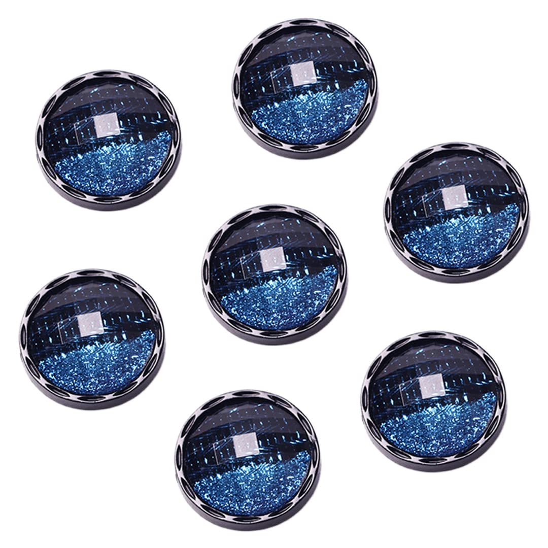 Vintage Resin Rhinestones Shank Button 7 Pcs Round Crystal Buttons Simple Shirt Buttons with Shank for Sewing DIY Craft Sapphire 25MM