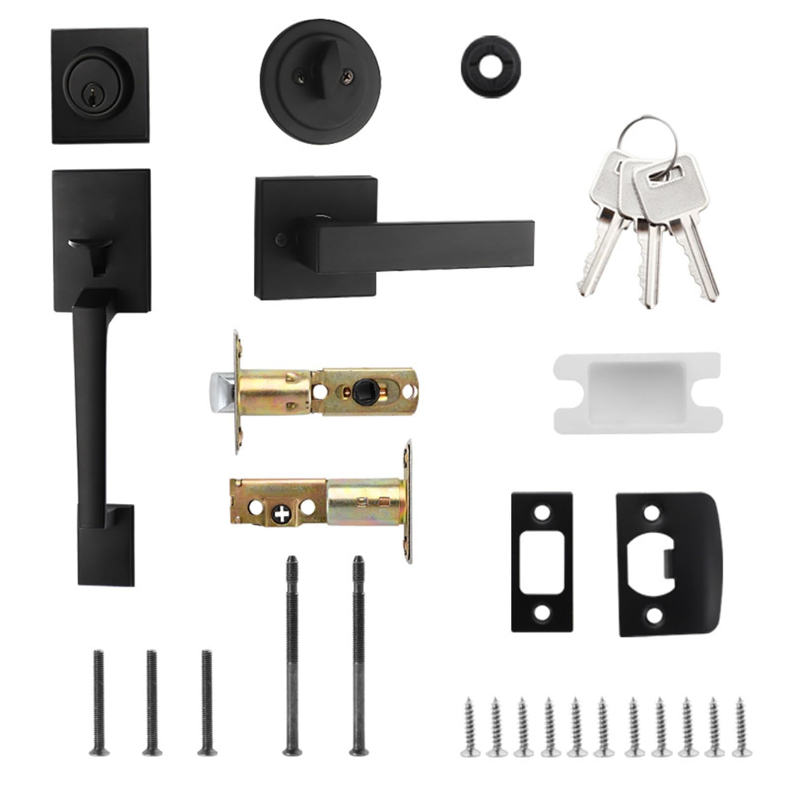 Tertioi Black Door Handle, No Adjustable Entry, Reversible For Residential Front Adjustable Latch