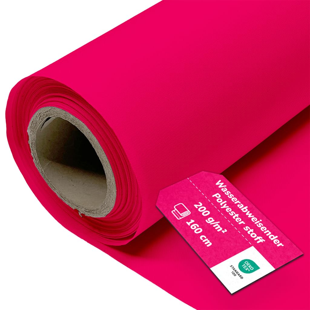 Takoy Wasserabweisender Stoff Meterware zum Nähen, Dekostoff, Magenta, 5 m