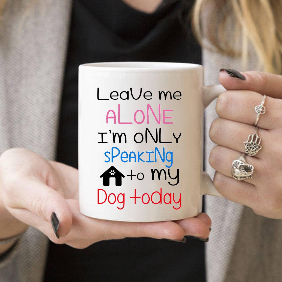 Veracco Tazza In Ceramica 'I'd Rather Be Home With My Dog' – 325 Ml, Bianca, Adatta A Microonde E Lavastoviglie – Regalo Per Amanti Dei Cani