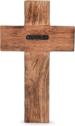 Miniatura 4 de NIRMAN Cruz católica religiosa de madera de mango para colgar en la pared, tallas florales, decoración del hogar para entrada, oficina, sala de