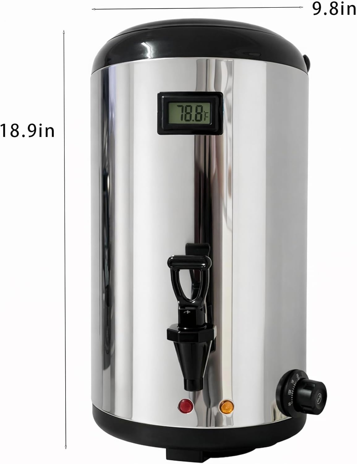 Electric Hot Drink Dispenser with Temperature Display & 304 Stainless Steel Heating Plate, 12L / 3.2 Gallon Heated Beverage Dispenser with Spigot for Milk Tea, Coffee & Water