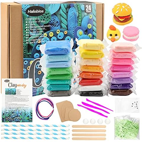 Air Dry Clay,24 Colors Modelling Clay with 3 Clay Tools & Project Booklet,DIY Creative Ultra Soft Light Magic Clay,Arts and Crafts Kits for Kids Boys Girls Toys Cover