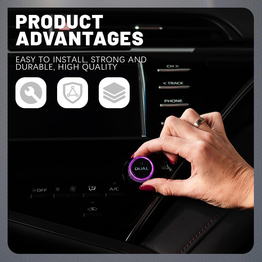 3PCS Air Conditioner Switch Button Knob Cover Aluminum Alloy Knob Ring Trim Cover Climate Control Knob Covers Auto — view 5