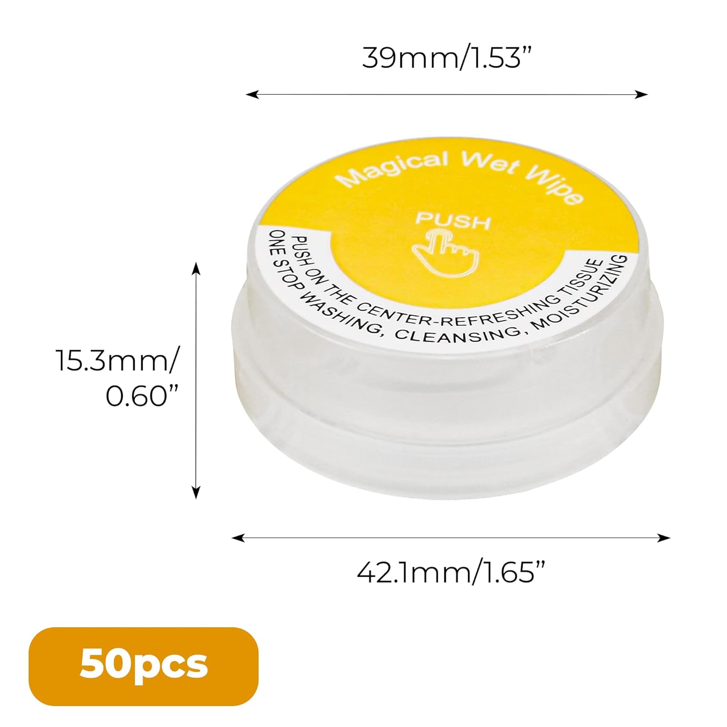 50 Pack Lemon Scented Hand Wipes – Sanitizing Non-stimulating Press Push Up Towelettes, Individually Sealed Wet Mini Wipes, Alcohol-Free Moisturizing Cleaning for Travel, Gym & Outdoor Activities
