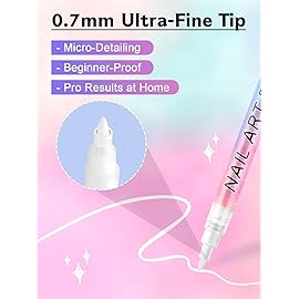 Kalolary 1PCS White Nail Art Pens0.7mm Nail Polish Pens Quick Dry Long-last Nail Graffiti Dotting Painting Liner Nail Art Markers for DIY Nail Art Design