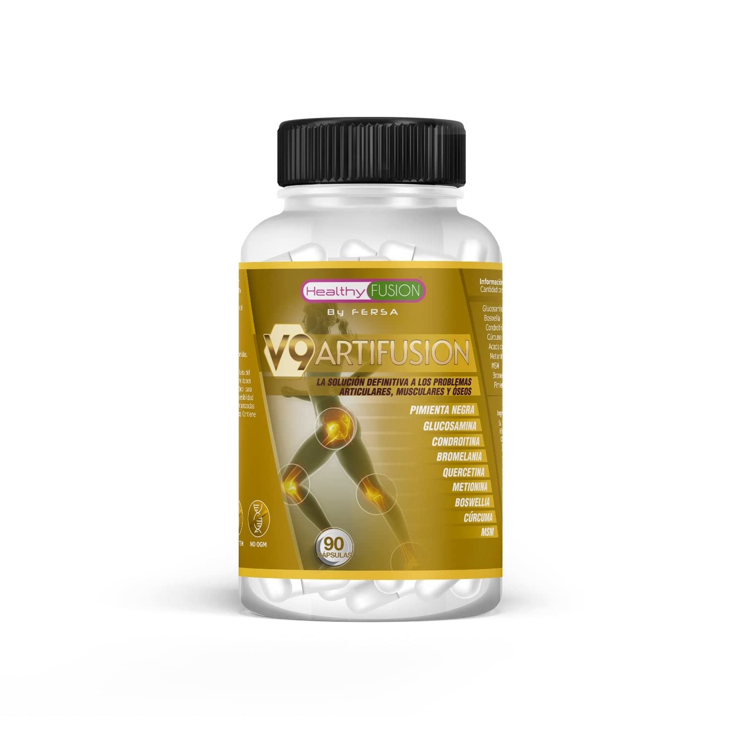 Potente antiinflamatorio y analgésico | Protege y repara músculos y articulaciones | Elimina dolores y repara lesiones | Cúrcuma, Glucosamina, Condroitina, MSM | 90 Cápsulas